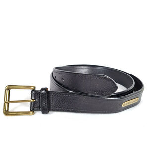 Polo Ralph Lauren Mens Leather Gold Buckle Logo Belt Size 40 Black Preppy Career